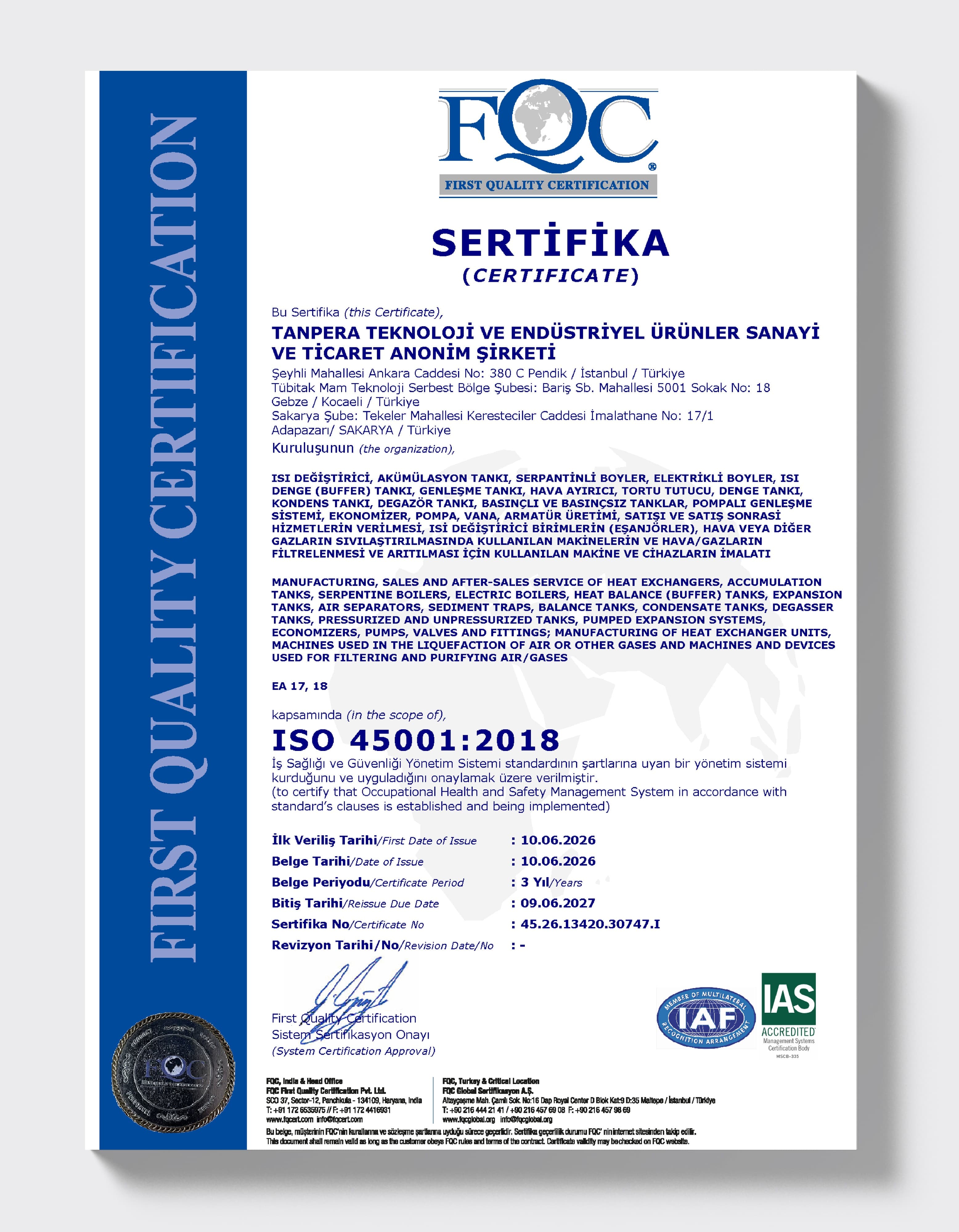 ISO 45001:2018 — İş Sağlığı ve Güvenliği