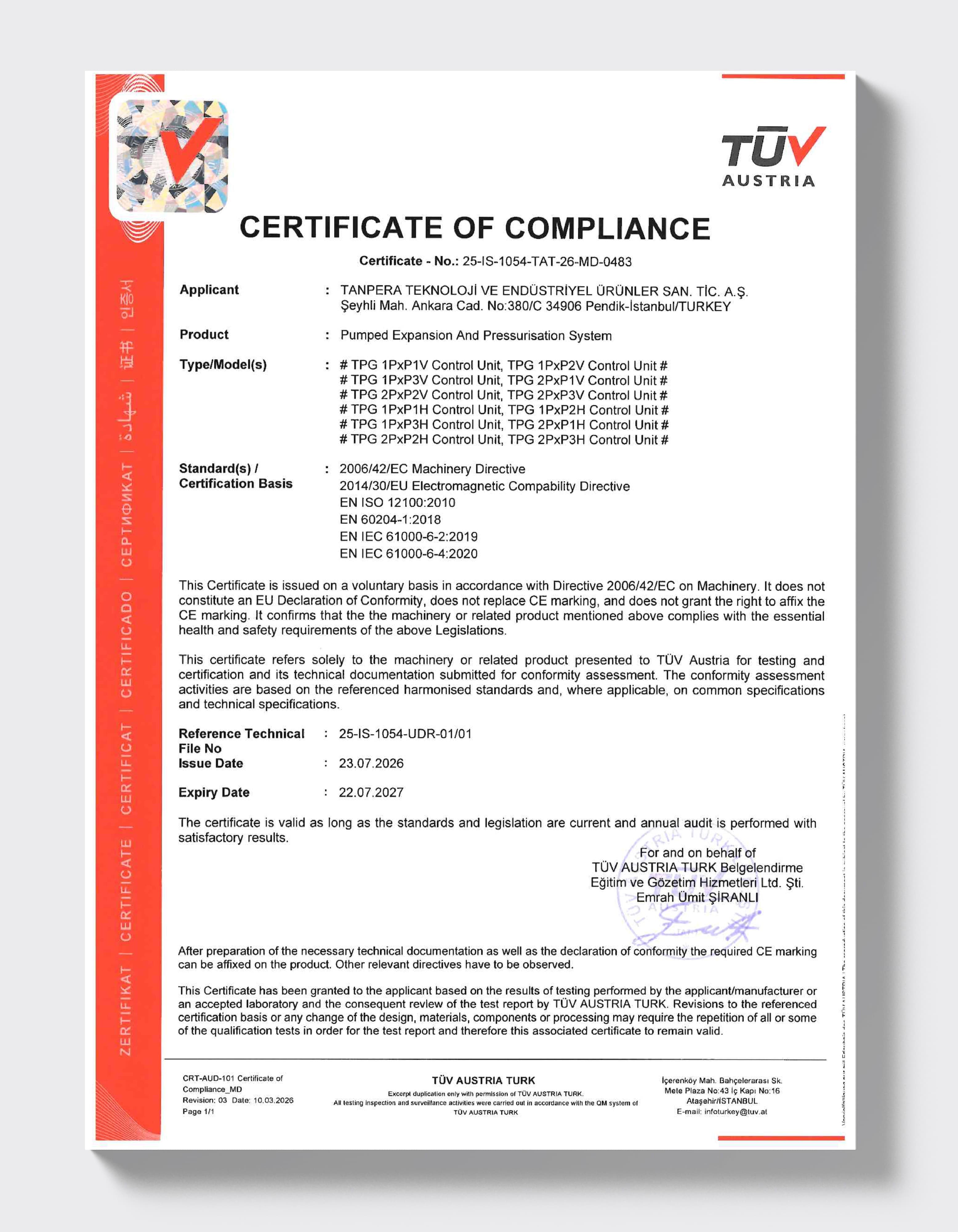 TÜV AUSTRIA — Pompalı Genleşme Sistemi (TPG)