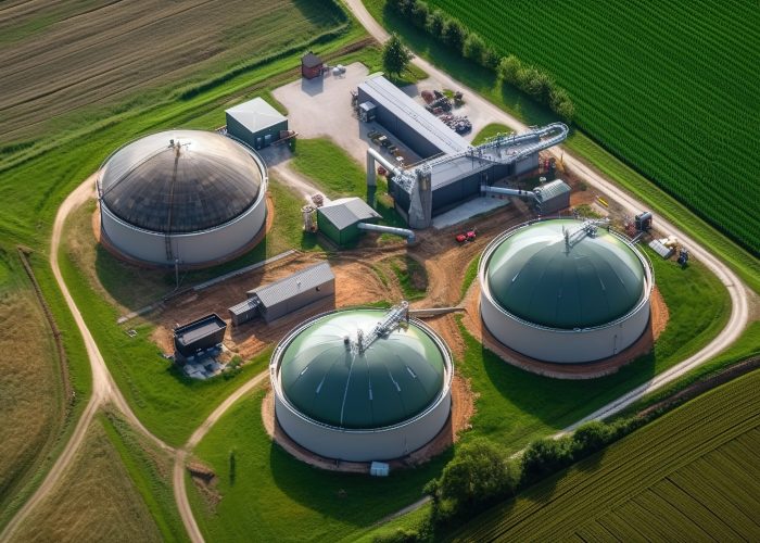 large-green-storage-tank-sits-field