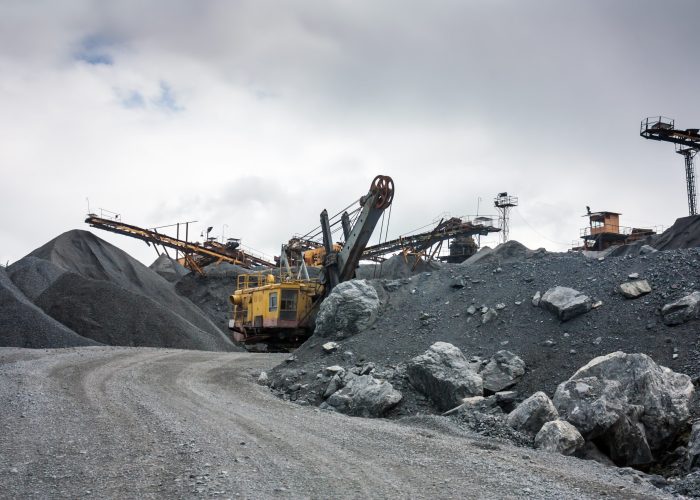 Stone crusher in surface mine quarry