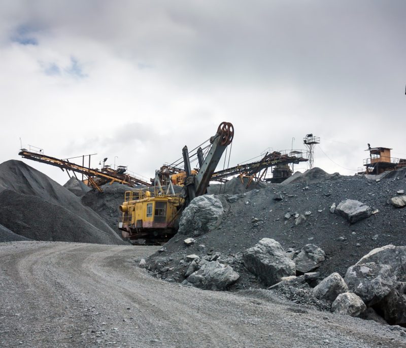 Stone crusher in surface mine quarry