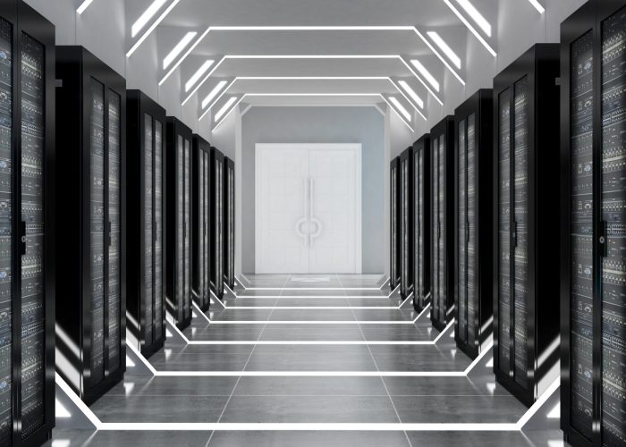rendering empty corridor or building interior design with light effect