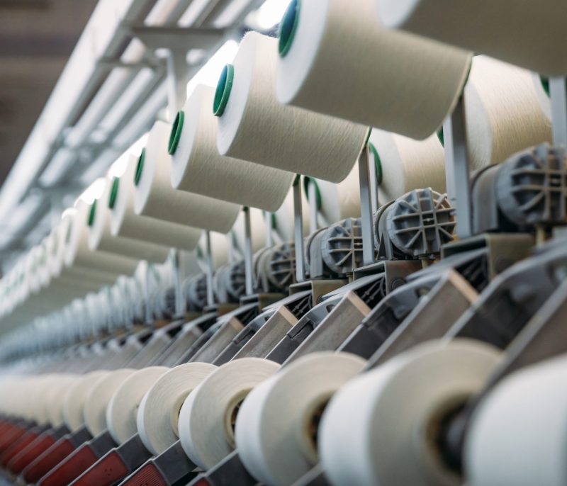 Cotton thread factory. Production line.