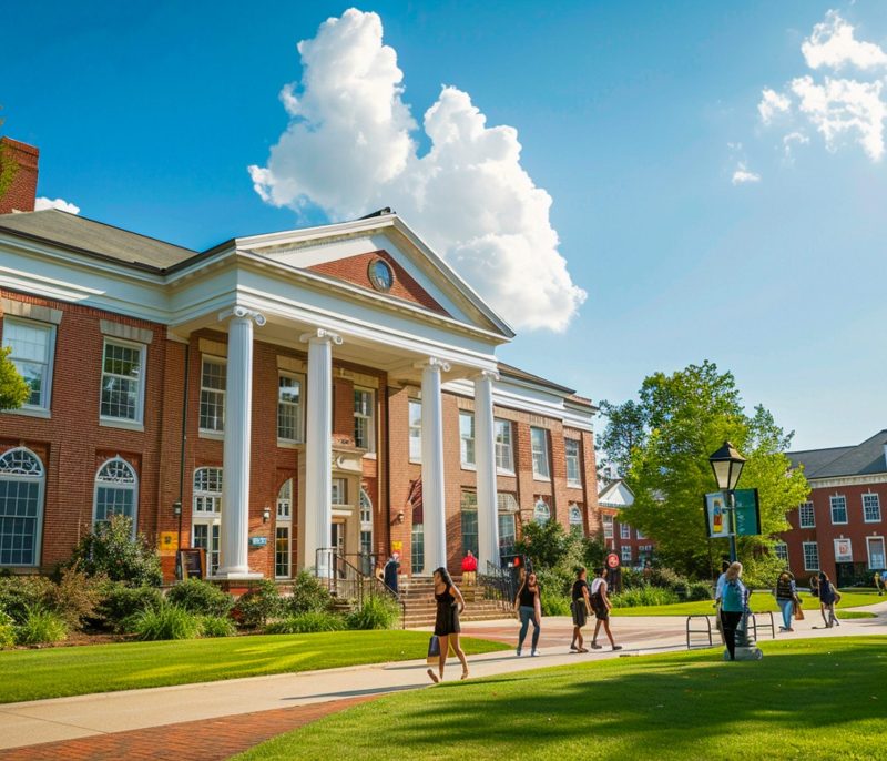 large-university-building-with-sign-that-says-university-america